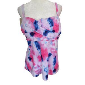 Adisputent Tie Dye Tankini Swim Top with Black Swim Shorts